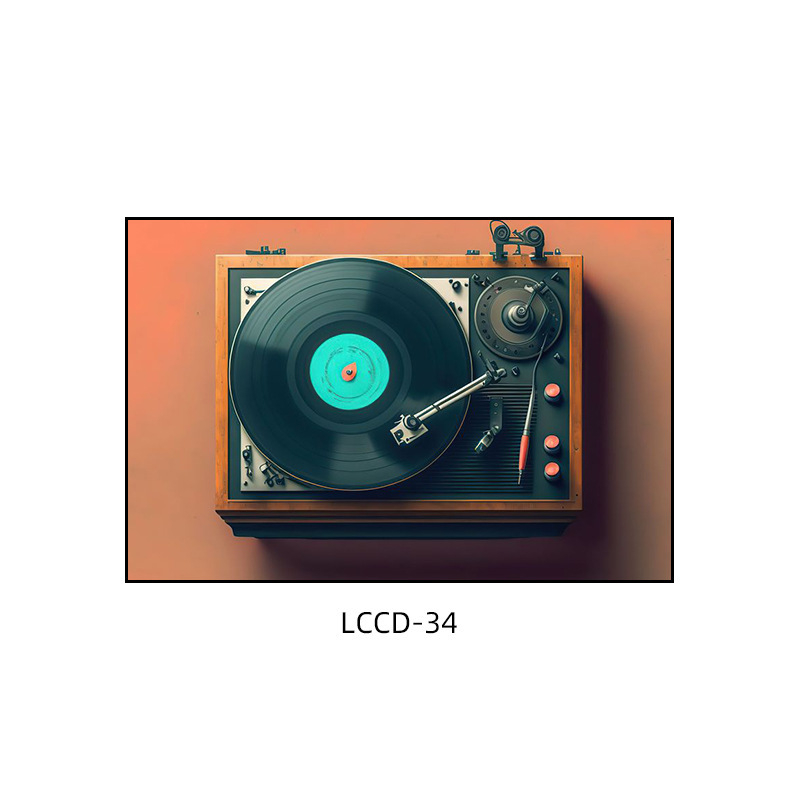 Декоративна картина с винилова плоча, индустриален стил, бар, музика, ресторант, висяща картина, прозрачен бар, кафене, нощен клуб, пеещ диск, стенопис