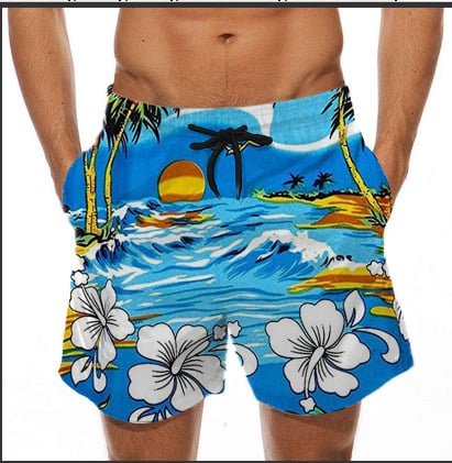 Ανδρικό παντελόνι θαλάσσης με διασκεδαστικό τρισδιάστατο σχέδιο μαγιό με σχέδιο μπανάνας και σχέδιο μπανάνας, ευρωπαϊκά και αμερικανικά σορτς