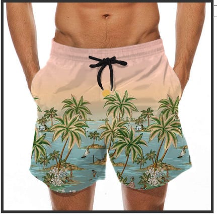 Ανδρικό παντελόνι θαλάσσης με διασκεδαστικό τρισδιάστατο σχέδιο μαγιό με σχέδιο μπανάνας και σχέδιο μπανάνας, ευρωπαϊκά και αμερικανικά σορτς