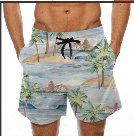 Ανδρικό παντελόνι θαλάσσης με διασκεδαστικό τρισδιάστατο σχέδιο μαγιό με σχέδιο μπανάνας και σχέδιο μπανάνας, ευρωπαϊκά και αμερικανικά σορτς