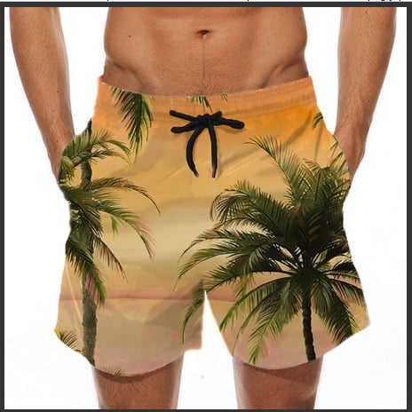 Ανδρικό παντελόνι θαλάσσης με διασκεδαστικό τρισδιάστατο σχέδιο μαγιό με σχέδιο μπανάνας και σχέδιο μπανάνας, ευρωπαϊκά και αμερικανικά σορτς