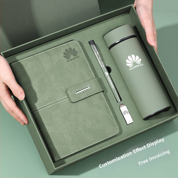 Ettevõtte äripandlaga märkmiku kinkekarbi ülikond kohandatud logoga termostops ettevõtte aastakoosoleku kaasnev kinkemärkmik