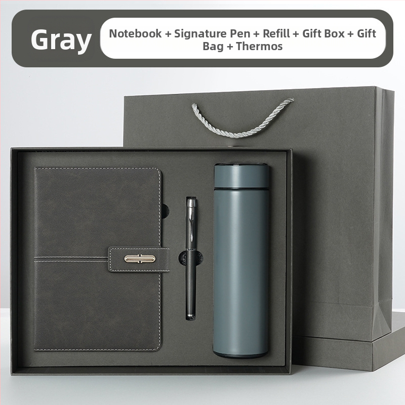 Ettevõtte äripandlaga märkmiku kinkekarbi ülikond kohandatud logoga termostops ettevõtte aastakoosoleku kaasnev kinkemärkmik