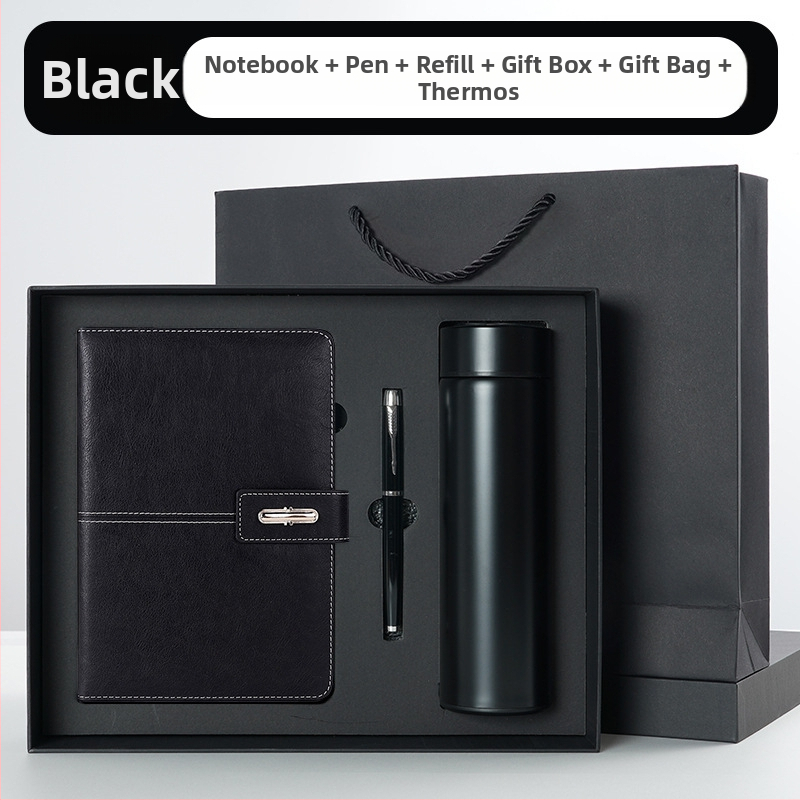 Ettevõtte äripandlaga märkmiku kinkekarbi ülikond kohandatud logoga termostops ettevõtte aastakoosoleku kaasnev kinkemärkmik