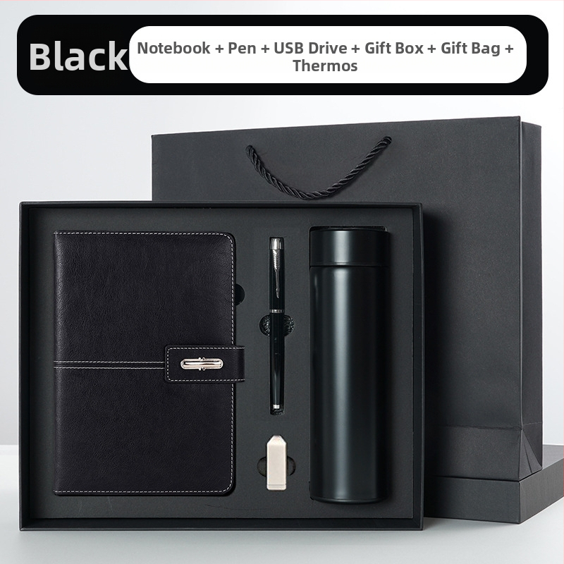 Ettevõtte äripandlaga märkmiku kinkekarbi ülikond kohandatud logoga termostops ettevõtte aastakoosoleku kaasnev kinkemärkmik