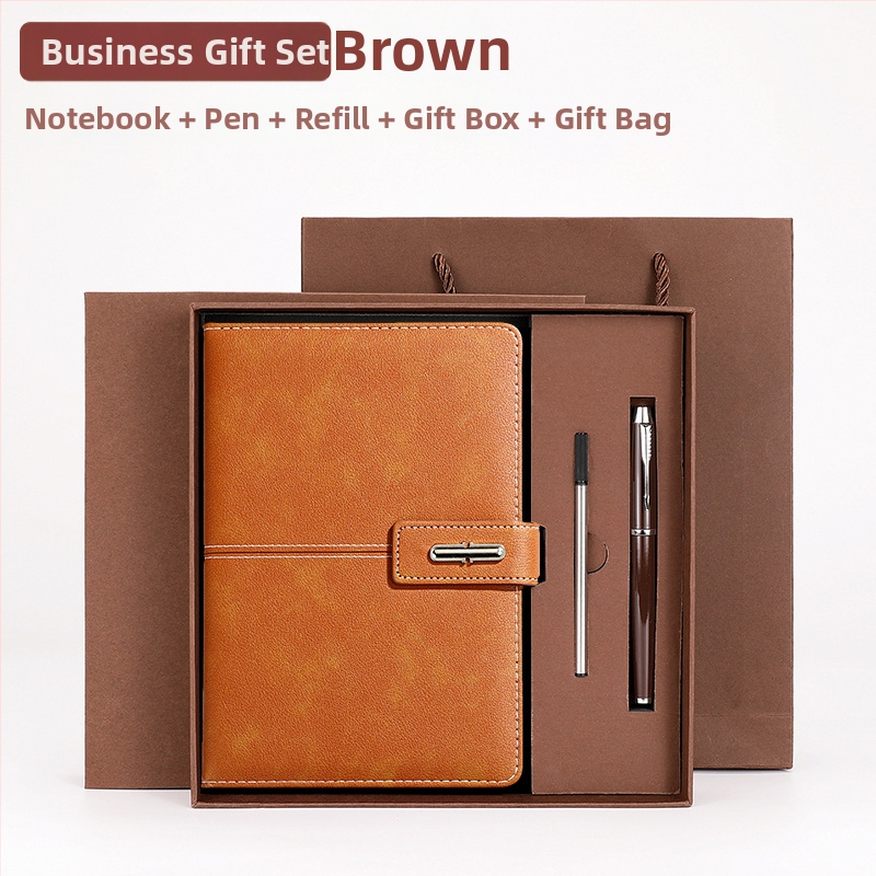 Ettevõtte äripandlaga märkmiku kinkekarbi ülikond kohandatud logoga termostops ettevõtte aastakoosoleku kaasnev kinkemärkmik