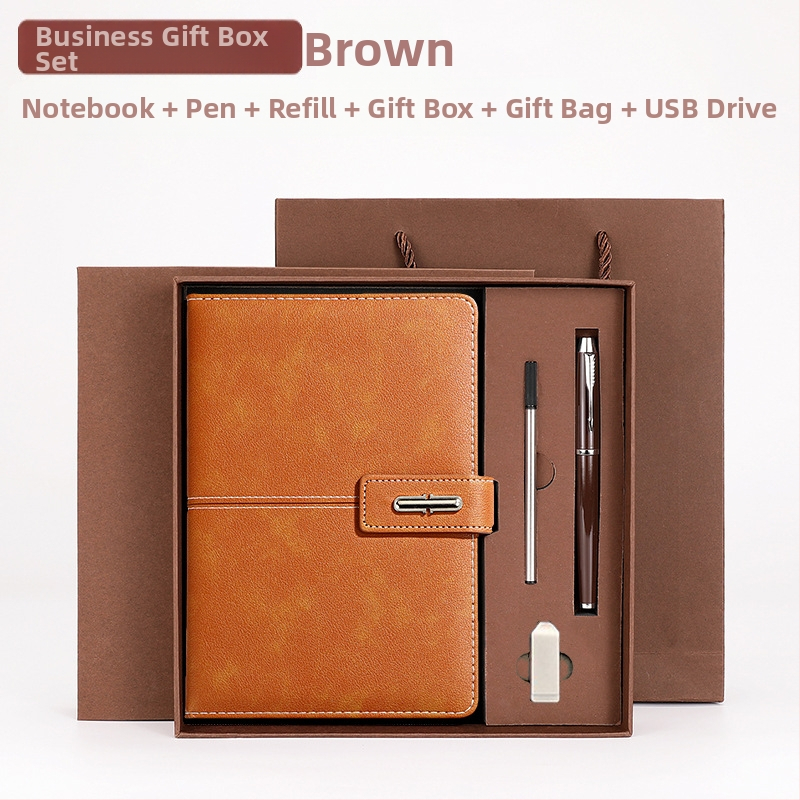 Ettevõtte äripandlaga märkmiku kinkekarbi ülikond kohandatud logoga termostops ettevõtte aastakoosoleku kaasnev kinkemärkmik