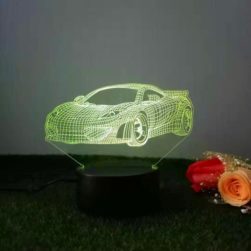 Loominguline 3D öövalgus akrüülist kaugjuhtimispuldi värviline puutetundlik väike laualamp kingitus öövalgus hulgimüügi võidusõidukaunistused