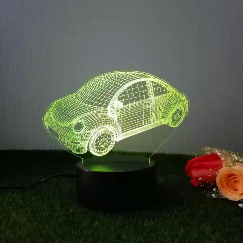 Loominguline 3D öövalgus akrüülist kaugjuhtimispuldi värviline puutetundlik väike laualamp kingitus öövalgus hulgimüügi võidusõidukaunistused