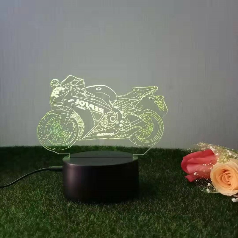 Loominguline 3D öövalgus akrüülist kaugjuhtimispuldi värviline puutetundlik väike laualamp kingitus öövalgus hulgimüügi võidusõidukaunistused