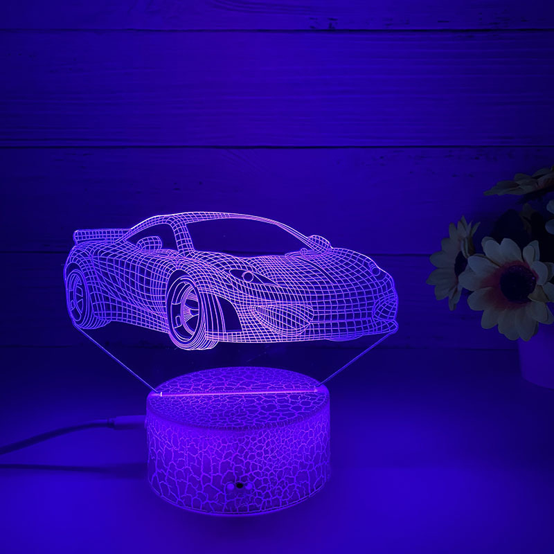 Loominguline 3D öövalgus akrüülist kaugjuhtimispuldi värviline puutetundlik väike laualamp kingitus öövalgus hulgimüügi võidusõidukaunistused