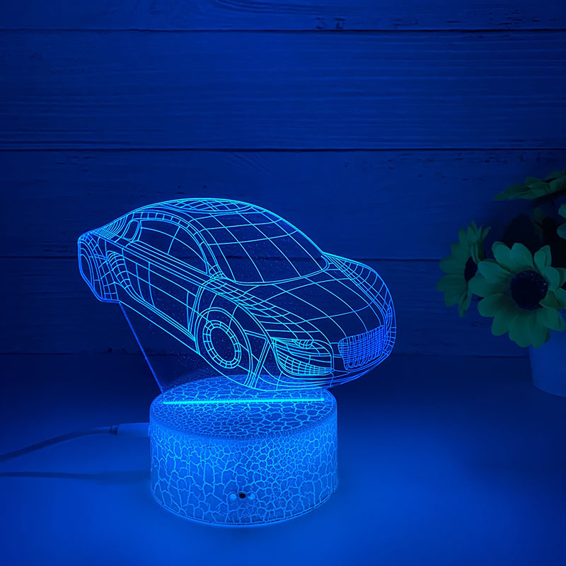 Loominguline 3D öövalgus akrüülist kaugjuhtimispuldi värviline puutetundlik väike laualamp kingitus öövalgus hulgimüügi võidusõidukaunistused