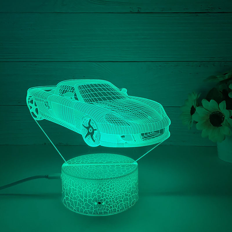 Loominguline 3D öövalgus akrüülist kaugjuhtimispuldi värviline puutetundlik väike laualamp kingitus öövalgus hulgimüügi võidusõidukaunistused