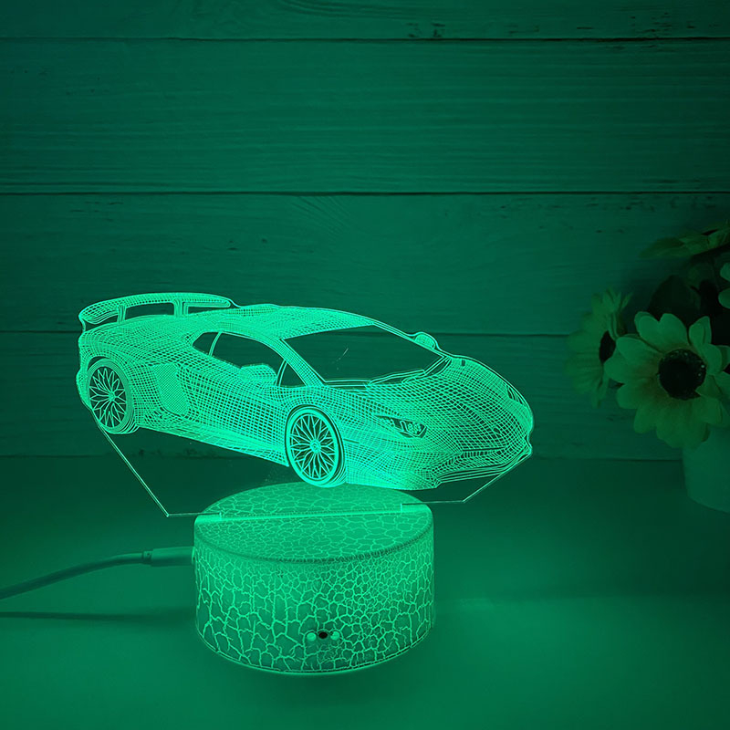 Loominguline 3D öövalgus akrüülist kaugjuhtimispuldi värviline puutetundlik väike laualamp kingitus öövalgus hulgimüügi võidusõidukaunistused