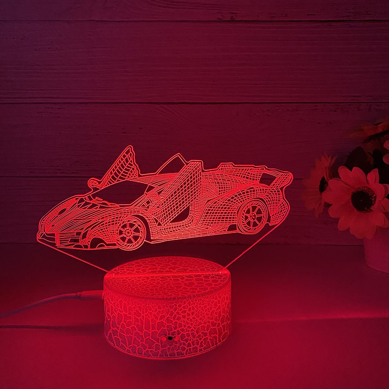 Loominguline 3D öövalgus akrüülist kaugjuhtimispuldi värviline puutetundlik väike laualamp kingitus öövalgus hulgimüügi võidusõidukaunistused