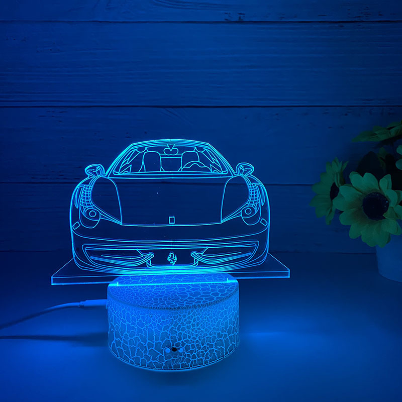 Loominguline 3D öövalgus akrüülist kaugjuhtimispuldi värviline puutetundlik väike laualamp kingitus öövalgus hulgimüügi võidusõidukaunistused