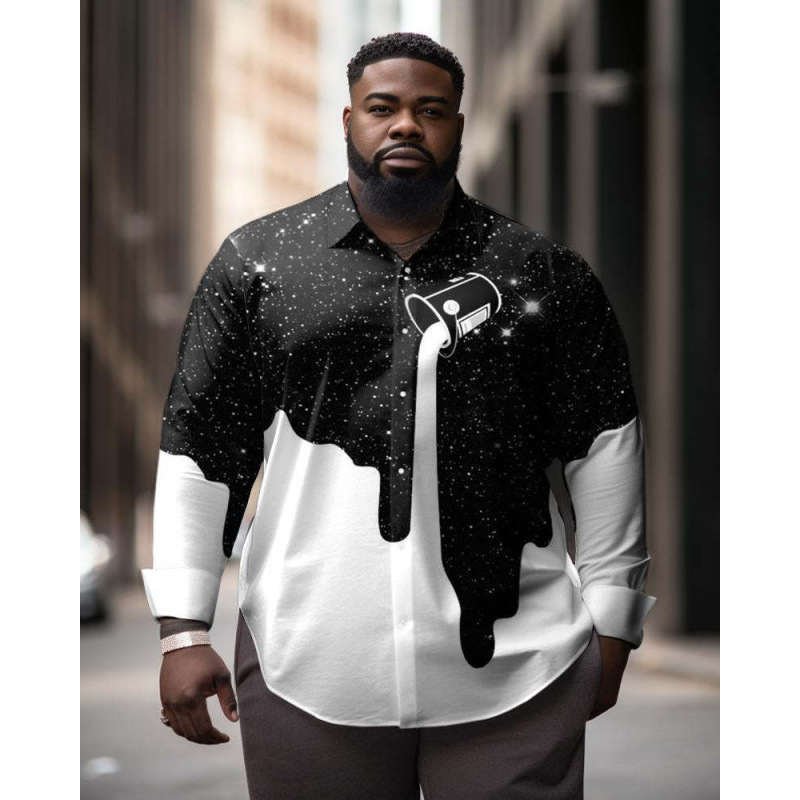 CB 2024 kevadine Amazoni piiriülene särk 3D mustvalge värvimaalimise ja trükkimisega meeste lihtne pikkade varrukatega särk