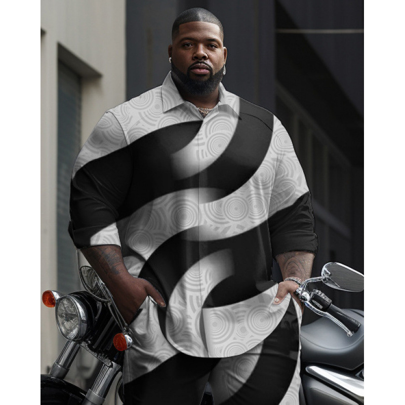 CB 2024 kevadine Amazoni piiriülene särk 3D mustvalge värvimaalimise ja trükkimisega meeste lihtne pikkade varrukatega särk