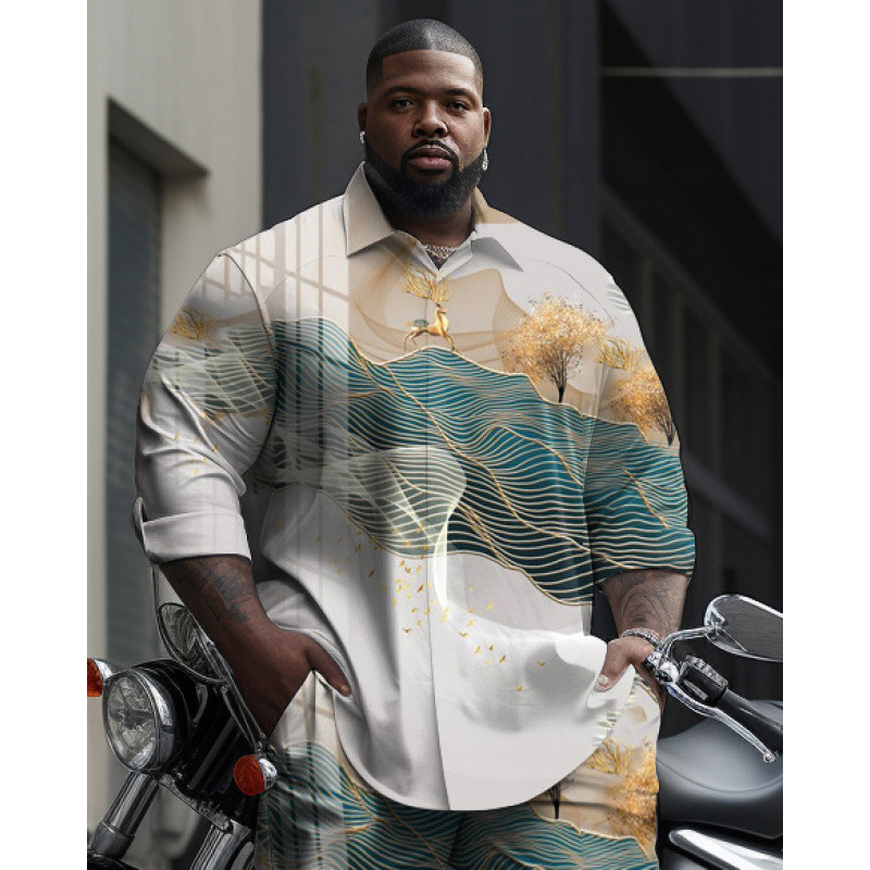 CB 2024 kevadine Amazoni piiriülene särk 3D mustvalge värvimaalimise ja trükkimisega meeste lihtne pikkade varrukatega särk