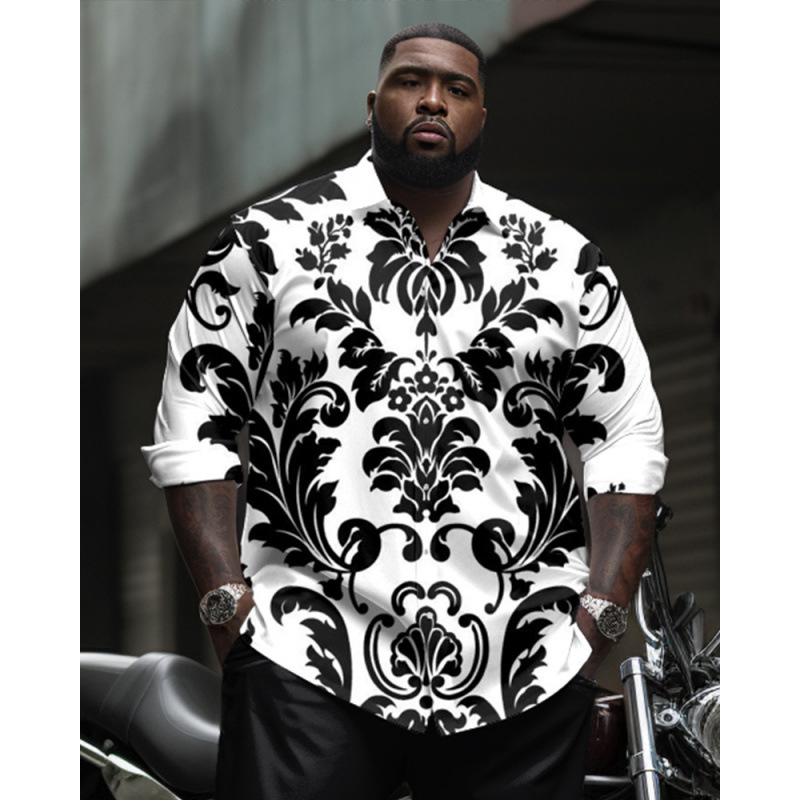 CB 2024 kevadine Amazoni piiriülene särk 3D mustvalge värvimaalimise ja trükkimisega meeste lihtne pikkade varrukatega särk