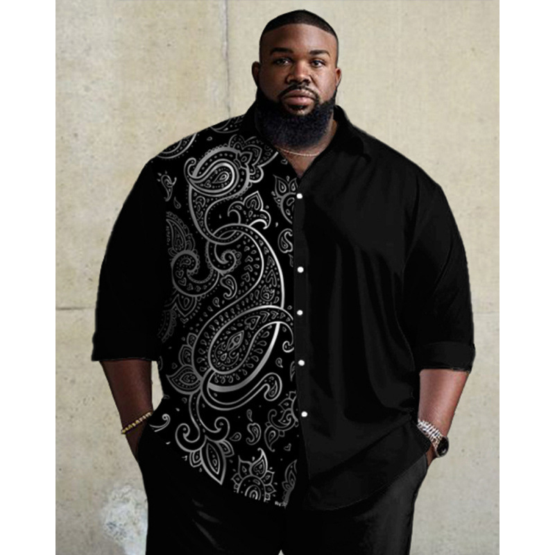 CB 2024 kevadine Amazoni piiriülene särk 3D mustvalge värvimaalimise ja trükkimisega meeste lihtne pikkade varrukatega särk