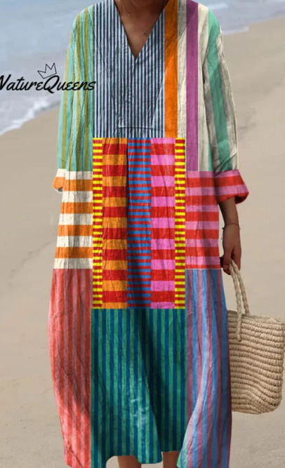 Sõltumatu jaama Euroopa ja Ameerika uus sügisene pikkade varrukatega kleit suurte suurustega V-kaelusega loominguline vabaaja pikkade varrukatega lahtine kleit