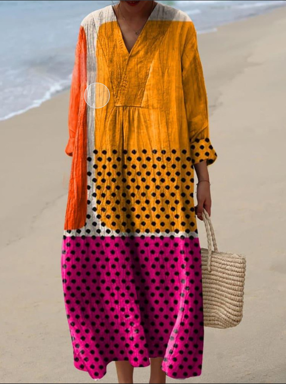 Sõltumatu jaama Euroopa ja Ameerika uus sügisene pikkade varrukatega kleit suurte suurustega V-kaelusega loominguline vabaaja pikkade varrukatega lahtine kleit