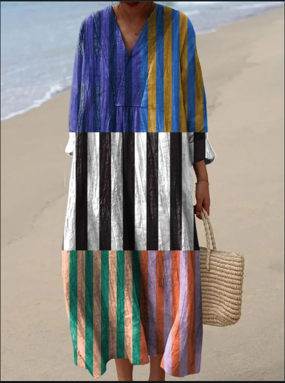 Sõltumatu jaama Euroopa ja Ameerika uus sügisene pikkade varrukatega kleit suurte suurustega V-kaelusega loominguline vabaaja pikkade varrukatega lahtine kleit