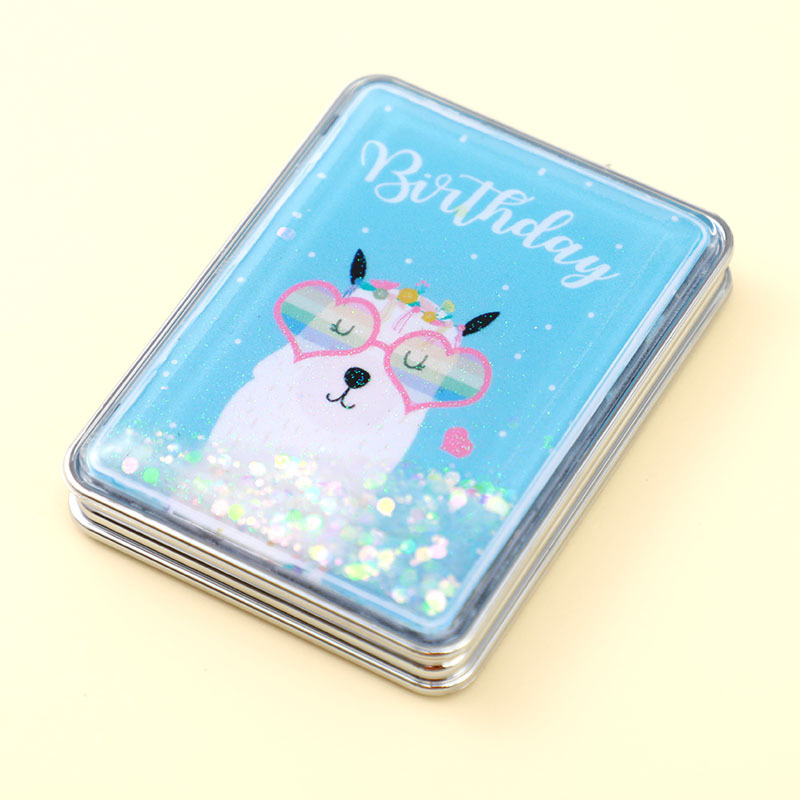 Kaasaskantav meigipeegel laos, ristkülikukujuline trendikas vedelliiva ilupeegel, naiste kahepoolne kokkupandav minimeigipeegel