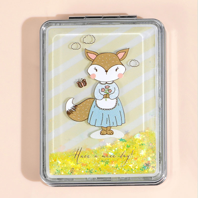 Kaasaskantav meigipeegel laos, ristkülikukujuline trendikas vedelliiva ilupeegel, naiste kahepoolne kokkupandav minimeigipeegel