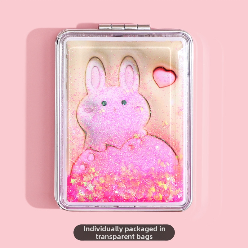 Φορητός καθρέφτης μακιγιάζ σε απόθεμα, ορθογώνιος μοντέρνος καθρέφτης ομορφιάς υγρής άμμου, γυναικείος διπλής όψης πτυσσόμενος μίνι καθρέφτης μακιγιάζ