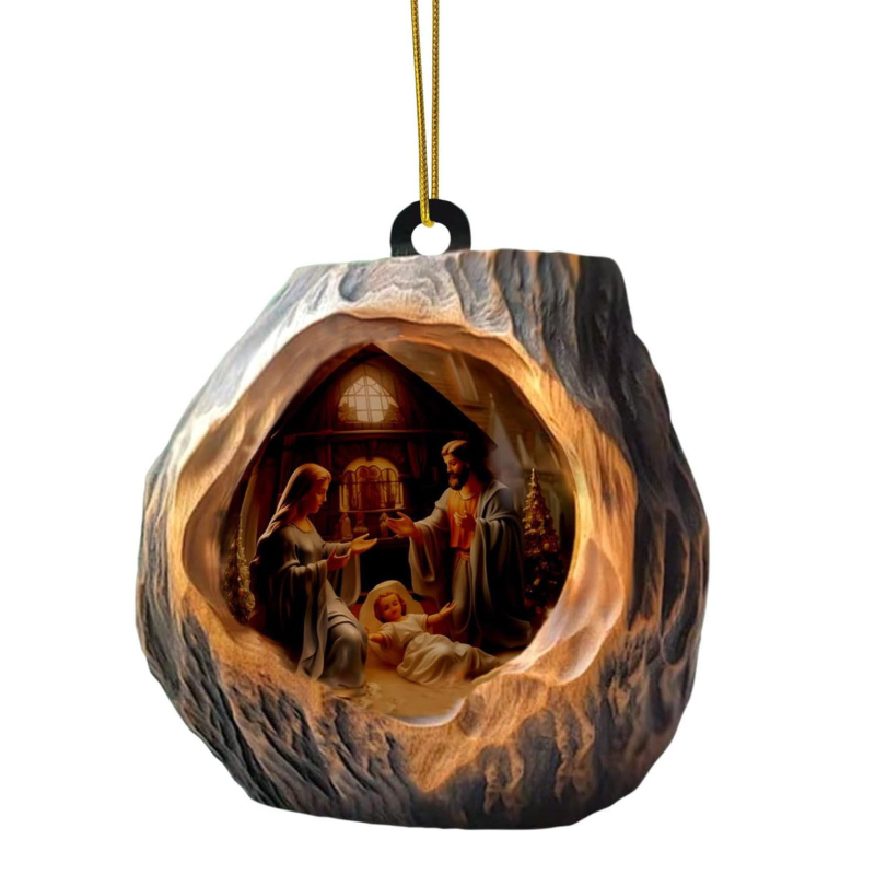 Öökull-kährik jõulukaunistused jõulupuu ripats 2D lameda trükiga akrüülist väike ripats ristiäärisega uus