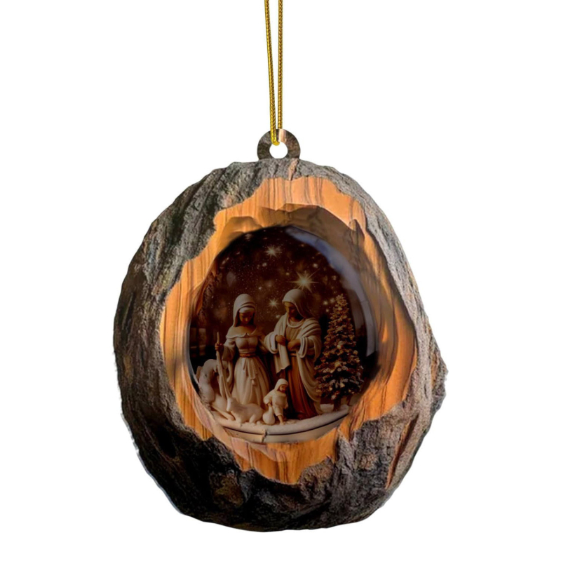 Öökull-kährik jõulukaunistused jõulupuu ripats 2D lameda trükiga akrüülist väike ripats ristiäärisega uus