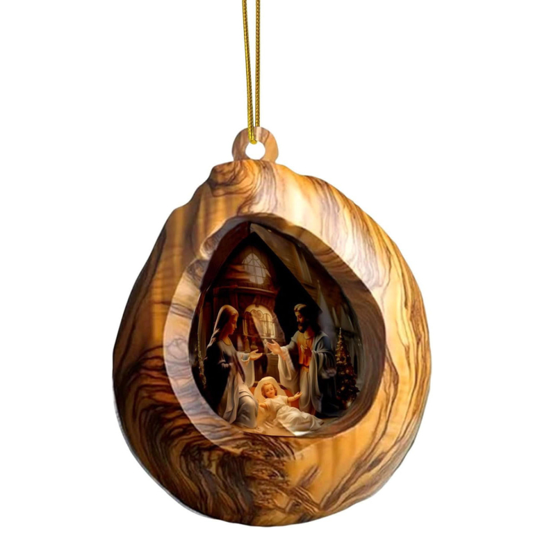 Öökull-kährik jõulukaunistused jõulupuu ripats 2D lameda trükiga akrüülist väike ripats ristiäärisega uus