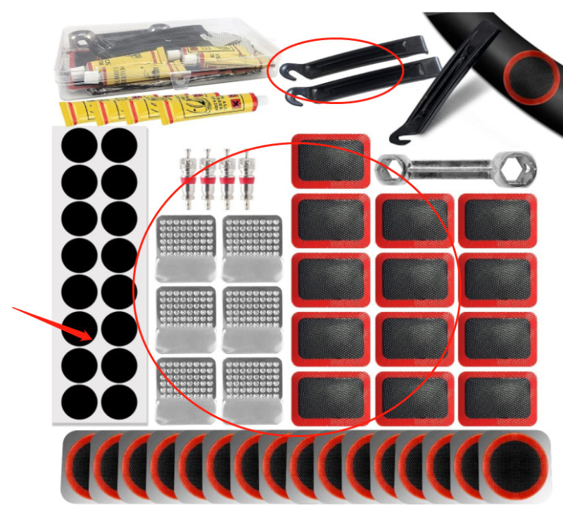Piiriülene jalgratta rehvide purunemiskoha komplekt Rehviparanduskile liimikomplekt Jalgratta rehvide parandamise tööriistakomplekt