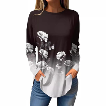 Piiriülene väliskaubandus, uued Euroopa ja Ameerika pullover-lilledega sügis- ja talvised ümara kaelusega naiste jakid, 3D-printimine partii figuuriks