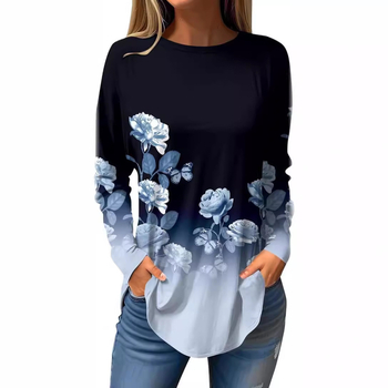 Piiriülene väliskaubandus, uued Euroopa ja Ameerika pullover-lilledega sügis- ja talvised ümara kaelusega naiste jakid, 3D-printimine partii figuuriks