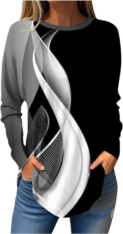 Piiriülene väliskaubandus, uued Euroopa ja Ameerika pullover-lilledega sügis- ja talvised ümara kaelusega naiste jakid, 3D-printimine partii figuuriks