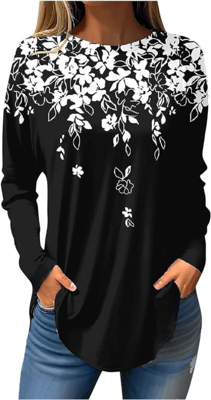 Piiriülene väliskaubandus, uued Euroopa ja Ameerika pullover-lilledega sügis- ja talvised ümara kaelusega naiste jakid, 3D-printimine partii figuuriks