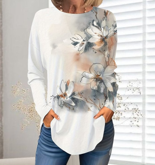 Piiriülene väliskaubandus, uued Euroopa ja Ameerika pullover-lilledega sügis- ja talvised ümara kaelusega naiste jakid, 3D-printimine partii figuuriks