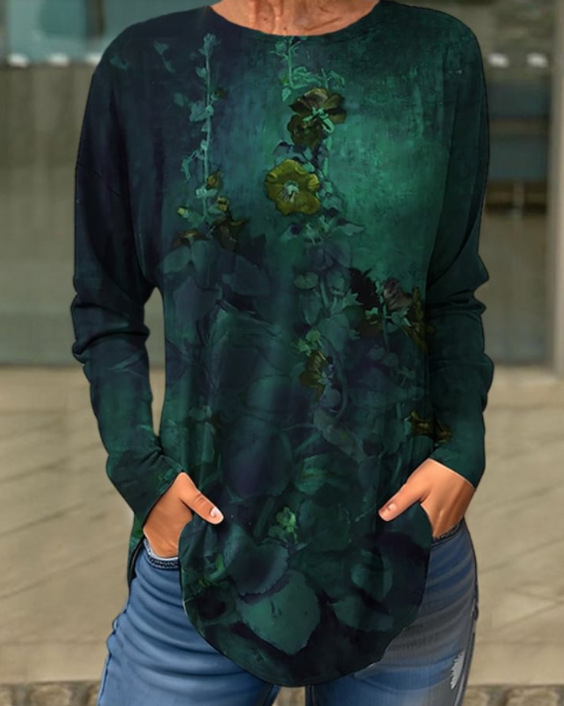 Piiriülene väliskaubandus, uued Euroopa ja Ameerika pullover-lilledega sügis- ja talvised ümara kaelusega naiste jakid, 3D-printimine partii figuuriks