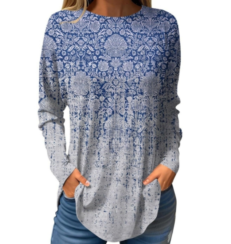 Piiriülene väliskaubandus, uued Euroopa ja Ameerika pullover-lilledega sügis- ja talvised ümara kaelusega naiste jakid, 3D-printimine partii figuuriks