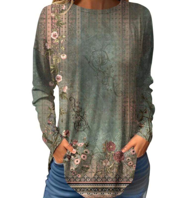 Piiriülene väliskaubandus, uued Euroopa ja Ameerika pullover-lilledega sügis- ja talvised ümara kaelusega naiste jakid, 3D-printimine partii figuuriks