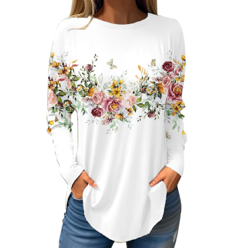 Piiriülene väliskaubandus, uued Euroopa ja Ameerika pullover-lilledega sügis- ja talvised ümara kaelusega naiste jakid, 3D-printimine partii figuuriks