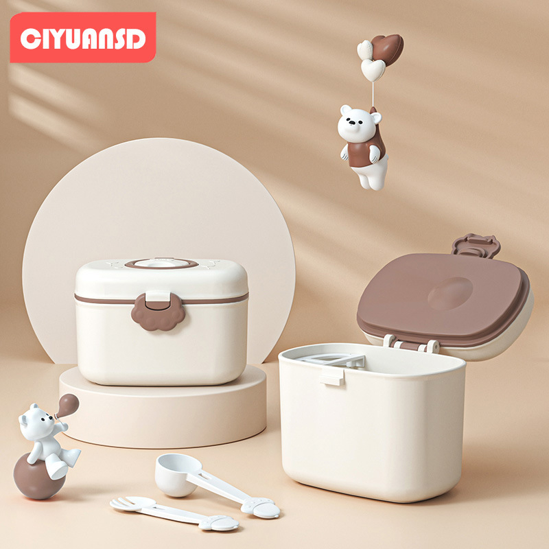 Bērnu piena pulvera kaste, pārnēsājama āra uztura bagātinātāja rīsu pulvera kaste, noslēgta tvertne, mitrumizturīga, liela uzglabāšanas tvertnes nodalījuma iepakojums