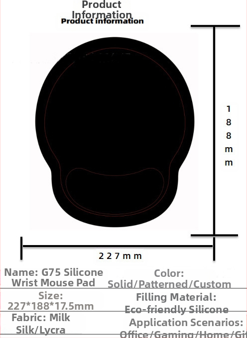 Silikoonist randmehiirepadi tehase otsemüük piiriülene reklaamimuster klaviatuuri käetugi randmetugi randmepadi hiirepadi