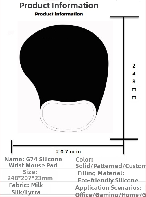 Silikoonist randmehiirepadi tehase otsemüük piiriülene reklaamimuster klaviatuuri käetugi randmetugi randmepadi hiirepadi