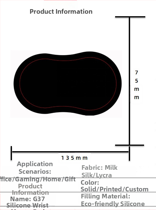 Silikoonist randmehiirepadi tehase otsemüük piiriülene reklaamimuster klaviatuuri käetugi randmetugi randmepadi hiirepadi