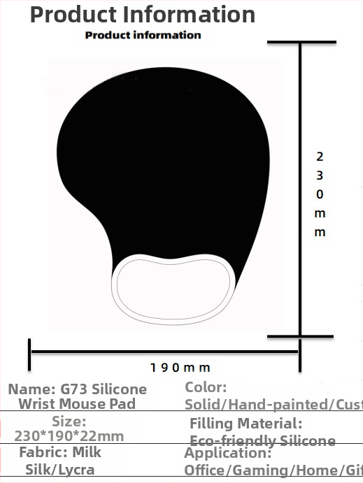 Silikoonist randmehiirepadi tehase otsemüük piiriülene reklaamimuster klaviatuuri käetugi randmetugi randmepadi hiirepadi