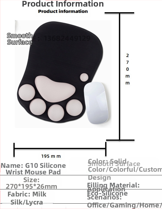 Silikoonist randmehiirepadi tehase otsemüük piiriülene reklaamimuster klaviatuuri käetugi randmetugi randmepadi hiirepadi